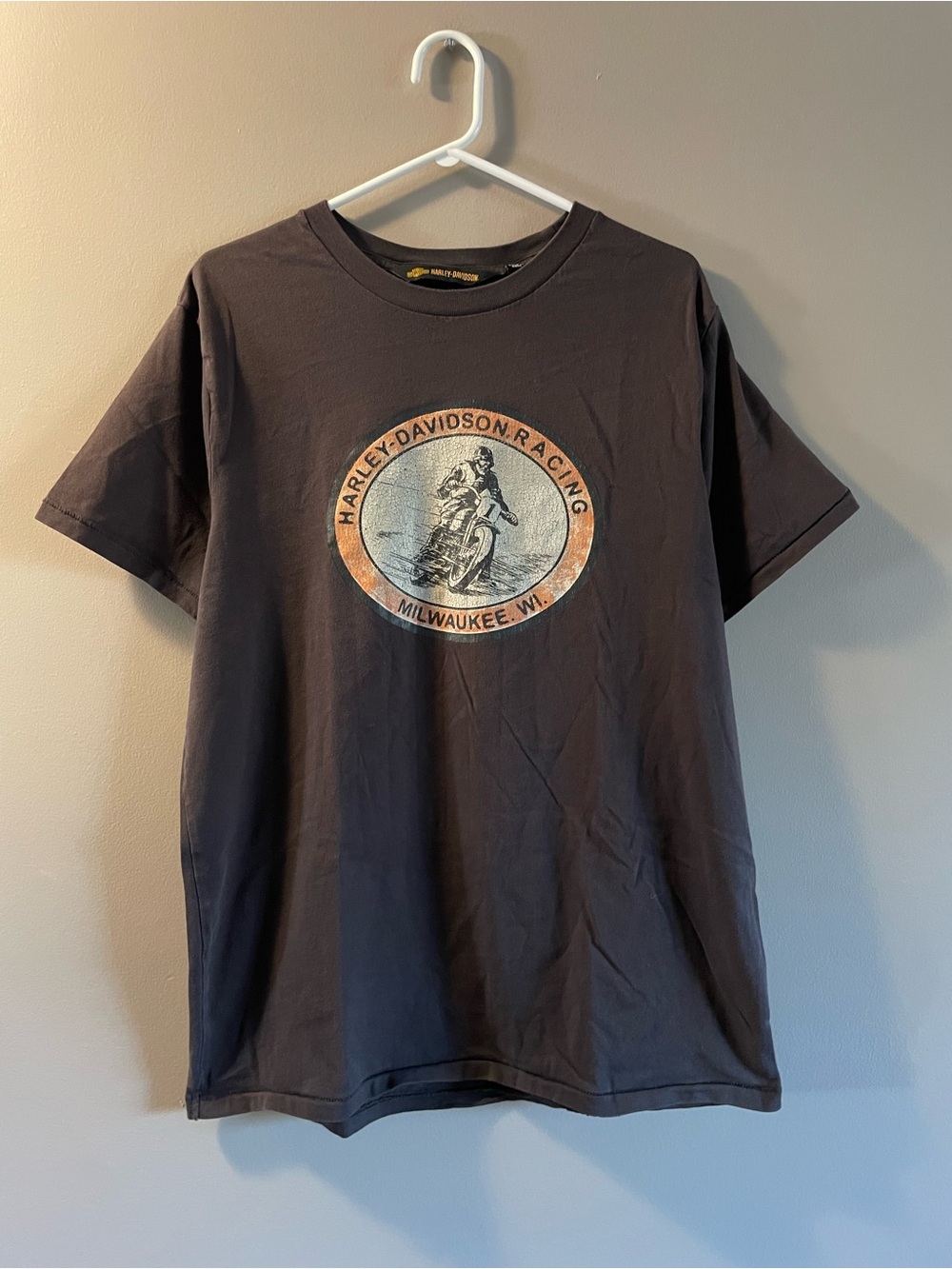 Harley-Davidson Black Tee with Orange Racing Emblem